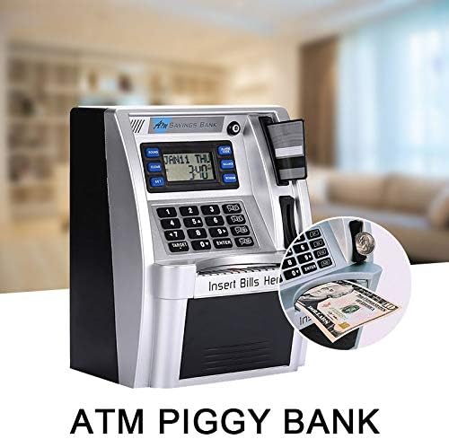 topmountain savings piggy bank machine for real money for kids with card motorized bill feeder coin reader and balance calculator electronic digital