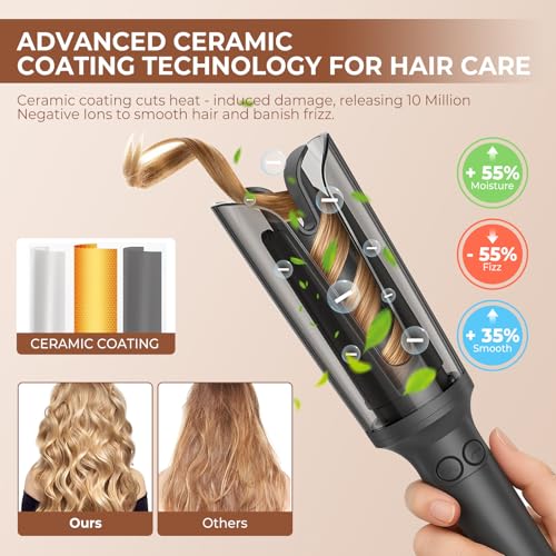 Souvik Automatic Curling Iron Professional Curling Iron 23 mm with 3 Temperature, Anti-Scald Smart Reminder, Anti-Tangle Curling Iron for Perfect Curls