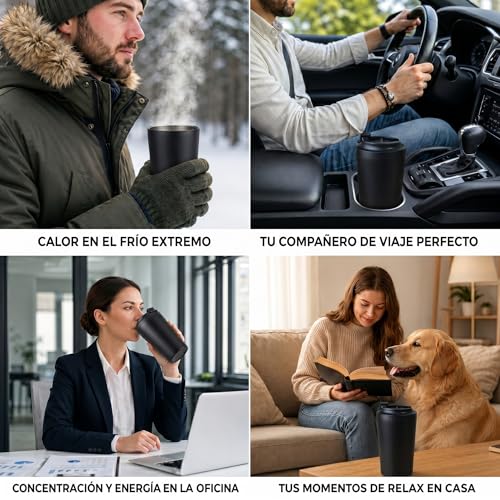 Smarthers Termo Cafe o Te - Taza Termo Cafe para Llevar, Vaso Termico con Mantenimiento de Frío y Calor 4-6 Hrs, Taza Termica de Acero Inoxidable Bpa Free, Vaso Cafe para Llevar, Vaso Termico Cafe