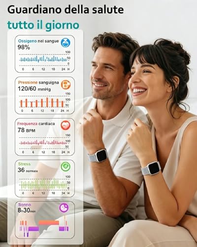 Popglory Smartwatch for Men and Women Calls, 1.85 Inches Health Watch with Blood Pressure, Heart Rate, Sleep, 100+ Sports Fitness Tracker, Pedometer, Compatible with Apple, Samsung, Android