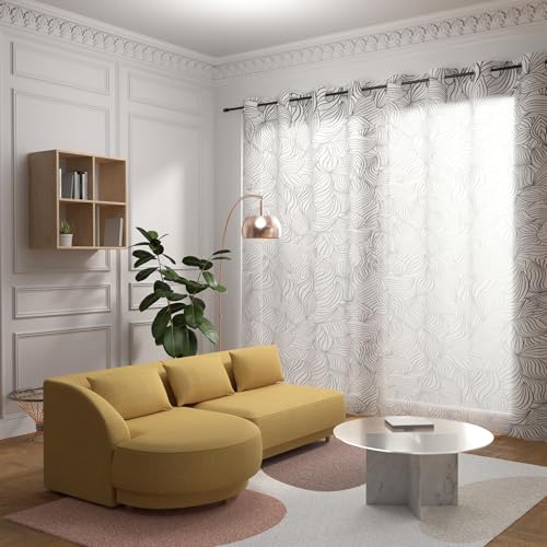 Soleil d'ocre, Voilage à Oeillets spécial Baie vitrée 280x250 cm LOUANE