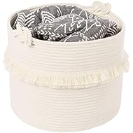 Large Woven Storage Baskets â€“ 16' x 13' Cotton Rope Decorative Hamper for Nursery, Toys, Blankets, and Laundry, Cute Tassel Nursery Decor - Home Storage Container