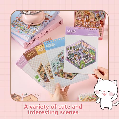 deegbbyi 20 Sets 3D House Stickers Fun, 3D House Stickers with 2 Tweezers, Miniature Sticker Scene, Fun Stacking for Adults and Children, Relieves Stress and Entertainment