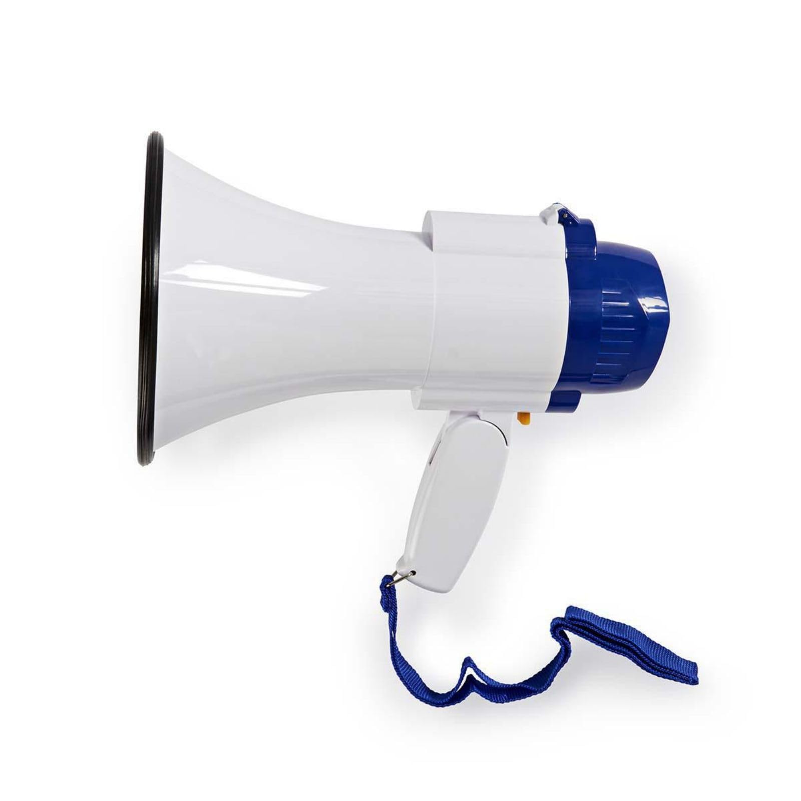 NEDIS 10W Megaphone, 250m Range with Built-in Microphone, Siren, Adjustable Volume, Record Function - White & Blue