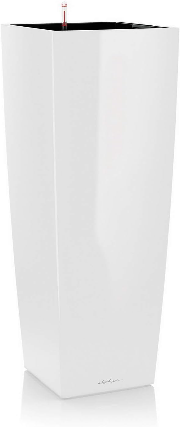 LECHUZA CUBICO Alto Premium 40 white high gloss 18230, High Gloss White, 40 cm