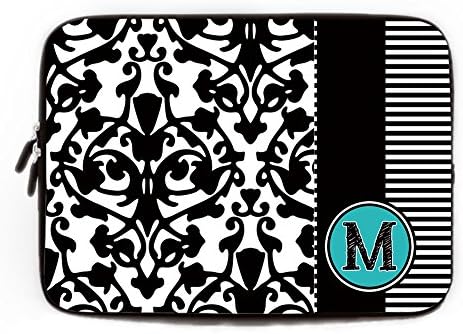 Personalized 17-17.3 Inch Soft Water Resistance Neoprene Laptop Sleeve Unique Flower Design Computer Case for Laptop Notebook Computer Sleeve Black and White