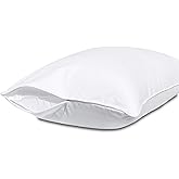 King Size Pillow Protectors with Zipper-100% Cotton Pillowcases for Hair and Skin, Comfort Soft Pillow Case Protector for Easy Care, White Pillow Cases Covers with Hidden Zipper, 1 Pack/20X36