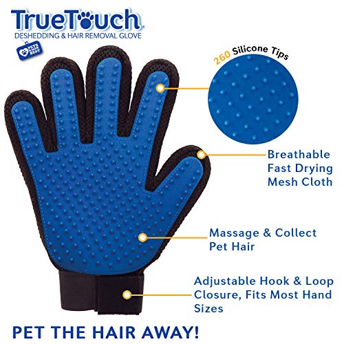 True Touch Five Finger Deshedding Glove Premium Version, Gentle