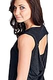 Laclef Women's Super Soft Knit Cowl Back Yoga Tank Top (Large, Black)