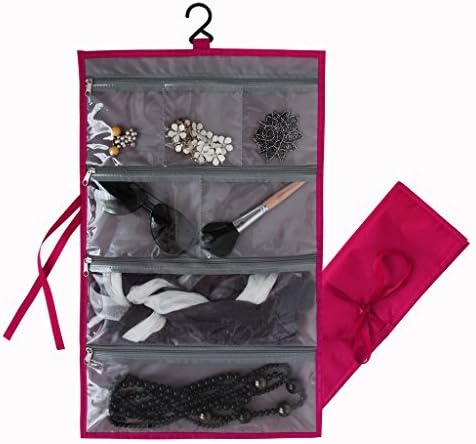Yepal Unisex-Adult Waterproof Jewelry Roll Bag Hanging Jewelry Organizer Red