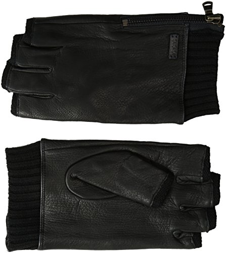 John varvatos star u.s.a men s fingerless glove with side zip, bl…