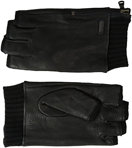 John Varvatos Star U.S.A Men's Fingerless Glove with Side Zip, Black, L