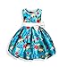 AOVCLKID Moana Girls Cotton Printed Dress Princess Cartoon Party Dress (Blue,120/4-5Y)