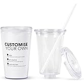 Simple Green Solutions - Customizable Paper Insert Acrylic Double Wall Cup for Cold Drinks, Clear Reusable Cups with Lids & Straws, Insulated Plastic Tumblers with Lids & Straw, Acrylic Tumblers, 16oz