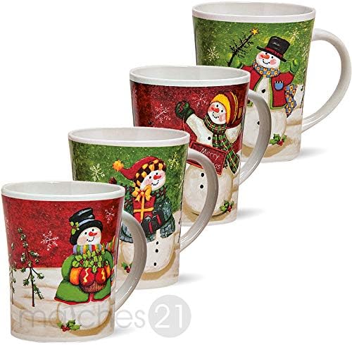 matches21 Weihnachtstassen de 4 tasses de Bonhomme de Neige: env. 11 cm-céramique-Mug noël glühweintassen Well