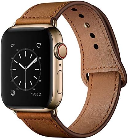 YALOCEA Compatible with iWatch Band 42mm 44mm, Genuine Leather Band Replacement Strap Compatible with Apple Watch Series 4 Series 3 Series 2 Series 1 42mm 44mm, Retro Brown
