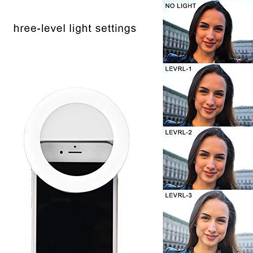 Selfie Ring Light for Camera 36 LED Light for iPhone iPad Tablet Laptop Camera Sumsung Galaxy Photography Phones, Rechargable Battery,White - Thumbnail 2