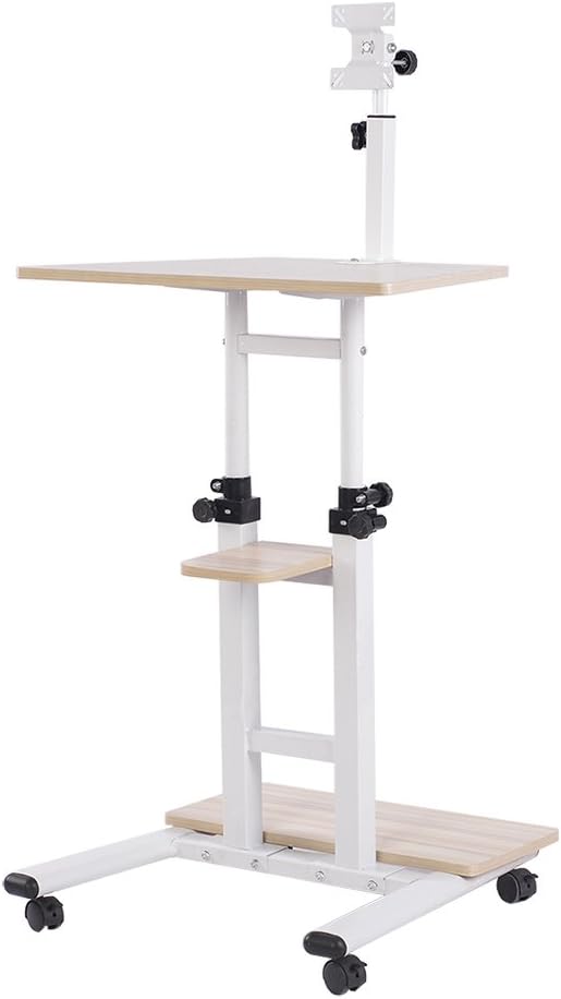 Ospius Portable Laptop Table Stand Desk Sofa Bed Tray w/ Storage Shelf Monitor Bracket (White maple)