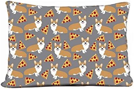 Stylish Pillow Cover Case Corgi Pizza Food Cute Dog Pet Corgi Fabric For Pillow Case (20" X 12")