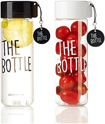 1+1 The Bottle Transparent Bucket Pail Water Bottle BPA Free Non-Toxic 500-550ml - 18oz (Black+White)