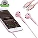Miger Premium Earphones/Earbuds/Headphones with Stereo Mic and Volume Control and 2 Pack(3.3ft/6.5ft) Nylon Lightning 8-Pin Cable for iPhone 6/5, iPad/iPod (Rose Glod)