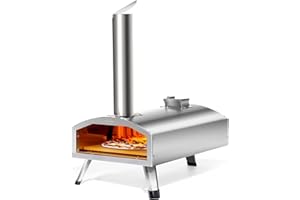 PolarcoForgeco Multi-Fuel Outdoor Pizza Oven 12 inch Wood Fired & Gas Pizza Oven for Outside, Portable Propane Pizza Stove for Charcoal Pellet Grill on Backyard Camping - Silver