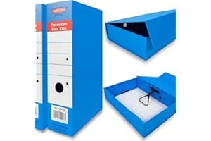 Blue Folding Box File Binder Folder - Portable and Convenient Document Organizer with Magnetic Closure - Instantly Fold and U