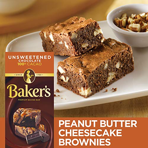 Baker's Unsweetened Chocolate Premium Baking Bar with 100 Cacao (4 oz