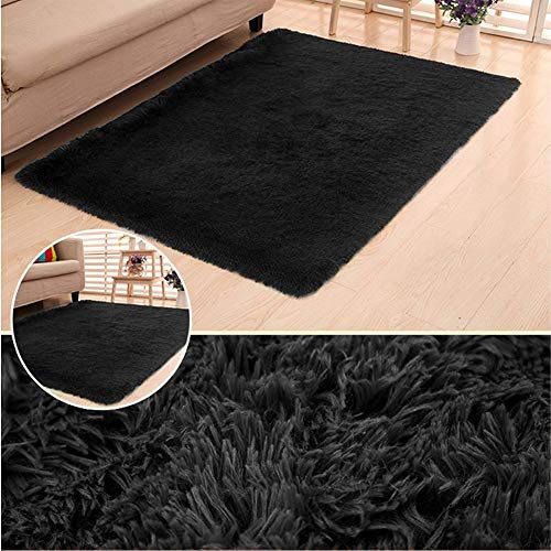 LOCHAS-Ultra-Soft-Indoor-Area-Rug-Shaggy-Bedroom-Living-Room-Carpets-for-Kids-Nursery-Room-53-x-75-Feet-Black