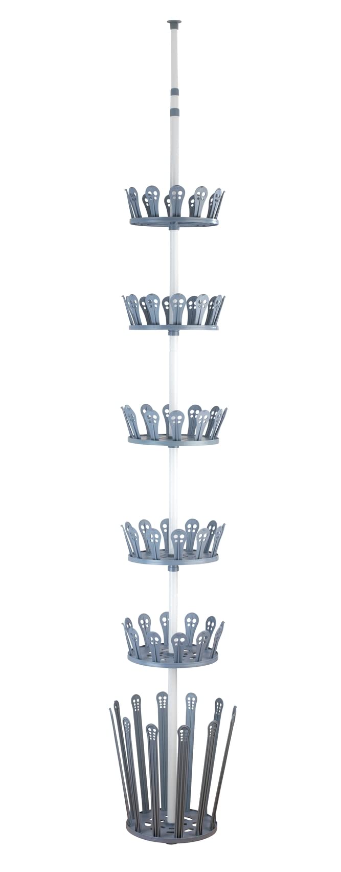 WENKO 6200090100 Telescopic shoe rack Achilles - for 30 pairs of shoes and 6 pairs of boots, Powder-coated metal, 30 x 100-300 x 30 cm, White