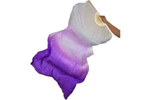 TMZAQH Women 1 Piece Right Hand Real Silk Long Belly Dance Fan Veils 150 * 90 cm