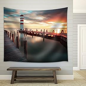 Ocean Lighthouse - Fabric Wall Tapestry Home Decor - 51x60 inches
