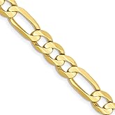Diamond2Deal 10k Yellow Gold 6mm Concave Open Figaro Chain Necklace 22" to 26"