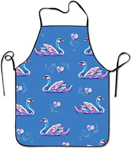 Colorful Swan Personalized Waist Adjustable Durable Apron Unisex Kitchen Cooking Comfortable Apron Grill Cooking Baking Crafting Chef Apron Commercial Restaurant Apron