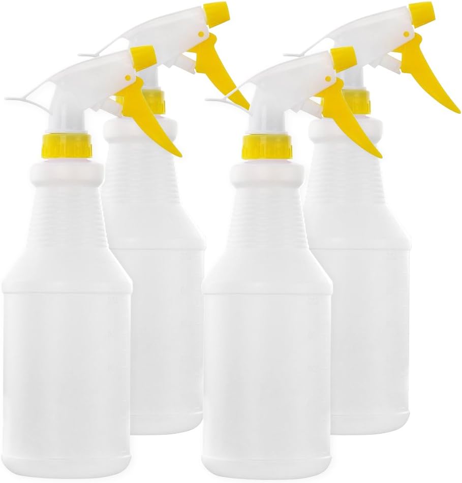 HomeDone Spray Bottle 24 oz Empty, White Translucent Plastic, 4-Pack