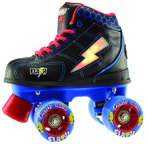 Crazy Skates Flash Kids Roller Skate with LED Light Up Lightning Bolt (FBB)