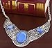 Qiyun (TM) Acrylic Royal Blue Black Tibet Silver Hollow Out Necklace Earrings Jewelry Set