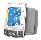 Automatic Wrist Blood Pressure Monitor Blood Monitor + 2AAA with Large LCD Display - FDA Approved (Silver)