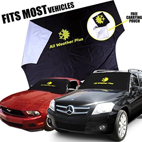 All Weather Plus Magnetic Windshield Cover For Sun Shade - Snow And Ice - Sun Reflector - Frost Guard Protector - Fits Most Vehicles ( 84" x 49") - For All Seasons And All Weather