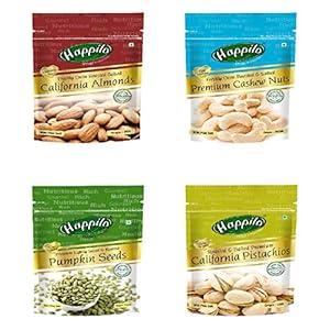 Happilo Premium Dry Fruits Combo 2 (Salted Almonds, Salted Cashews, Salted Pumpkin, Salted Pistachios) Pouch, 280 g
