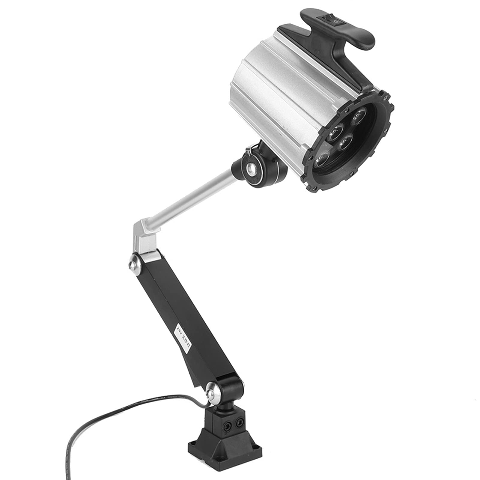MENDUNER LED Desk Lamp - 50000h Life Span Multipurpose Worklight with Screw Fixation, Adjustable Long Arm & Rotatable Head Work Bench Light for Lathe CNC (Silver Black Color)