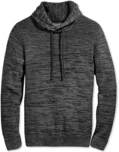 American Rag Mens Mix-Stitch Funnel-Neck Pullover Sweater Black XL