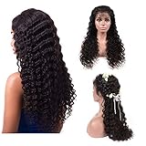 Perstar 360 Lace Front wigs Deep Wave human hair Lace Frontal Wigs with baby Hair Brazilian Deep Wave Wet and Wavy human hair wigs 150% Density for black Women(22