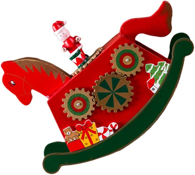 BESPORTBLE Christmas Music Box Rocking Horse Decorative Melody Box