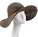 Wowlife Fashion Ladies Woman Bohemia Summer Straw Sun Visor Wide Large Brim Floppy Fold Summer Swimming Beach Straw Hat for Holiday Traveling One Size
