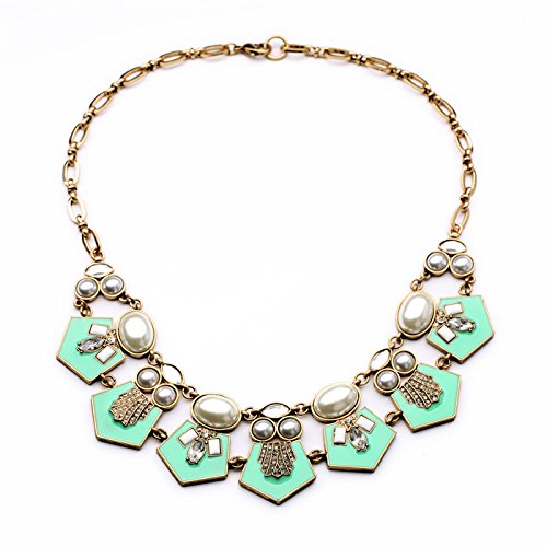 GDSTAR Jewelry Elegant Blue Resin Stone Geometric Pendant Party Necklaces &Pendant