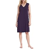 Latuza Women's Viscose Sleeveless Nightgown Soft Button Down Sleep Shirts