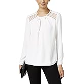 Anne Klein Women's Long-Sleeve Lace Inset Blouse