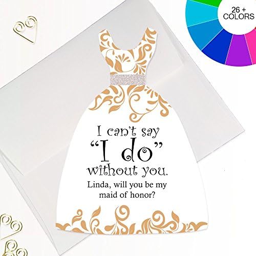 Maid of honor card, bridemaid invites for wedding with envelopes. Choice of 25 colors.