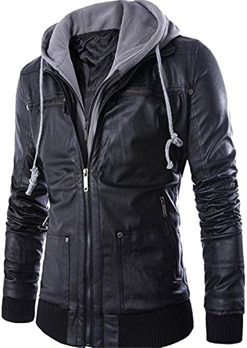 Barder Slim MenZip Up Short Coat Jackets Leather Coat Jacket BlackUS S=China M Chic and Fresh